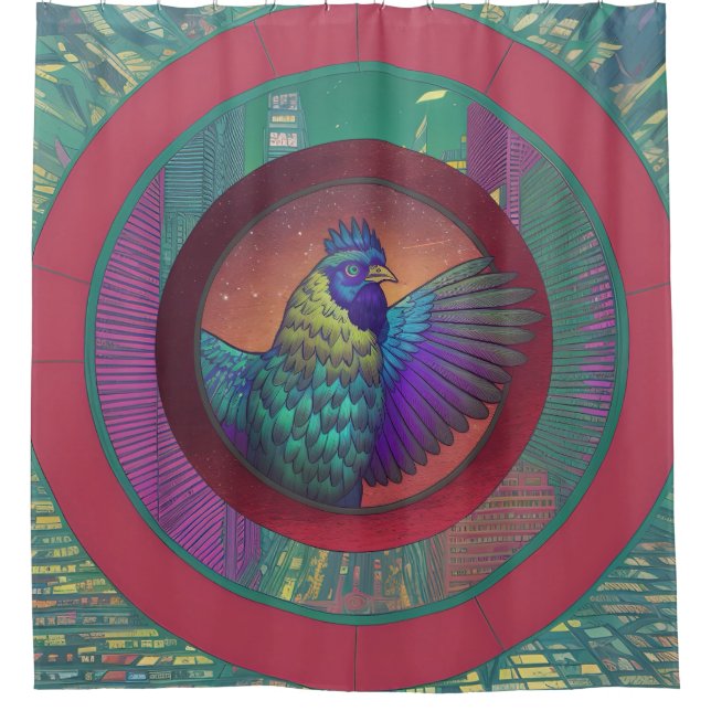 Chicken circle design shower curtain (Front)