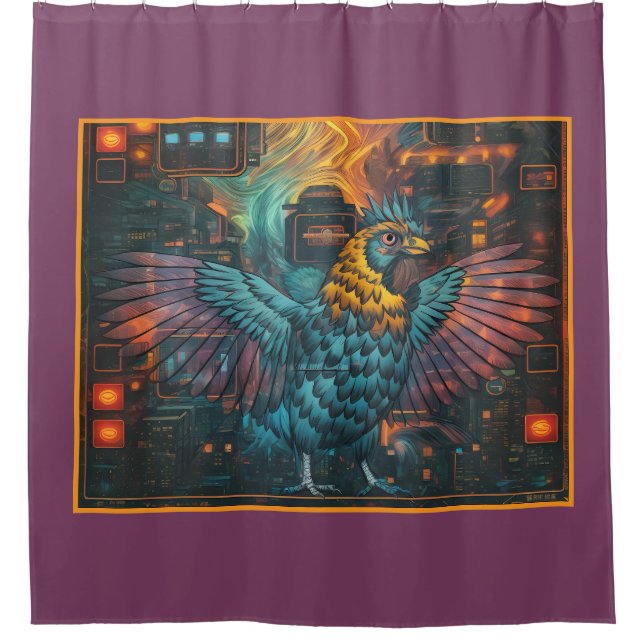 Chicken circle design shower curtain (Front)