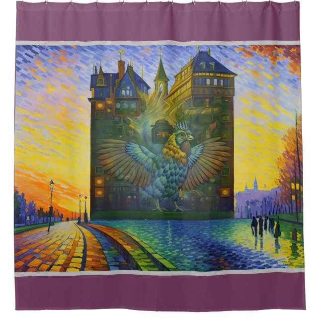 Chicken circle design shower curtain (Front)