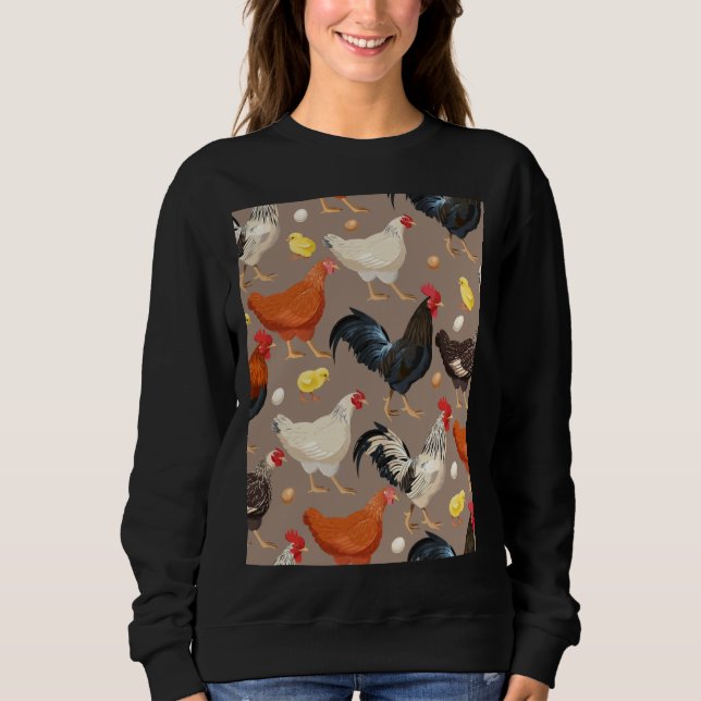 chicken colorfull pattern Active  Sweatshirt (Front)