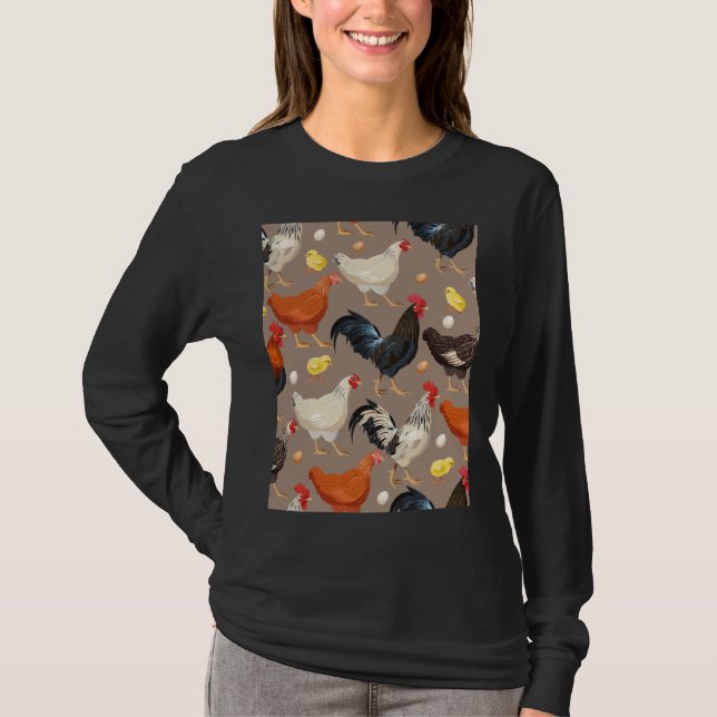 chicken colorfull pattern Active  T-Shirt (Front)