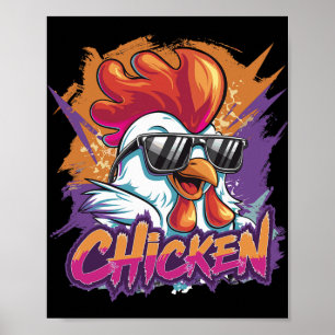 Chicken Cool Funny Hipster Sungles Rooster  Poster