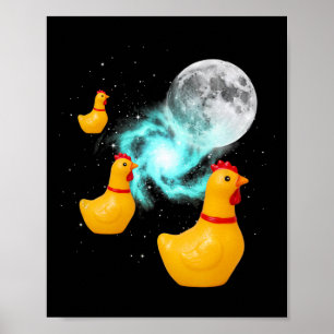 Chicken Cosmic Chickens Moon Patrol Poster