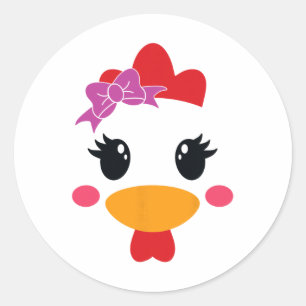 Chicken Costume Halloween Chicken Face Rooster Fun Classic Round Sticker