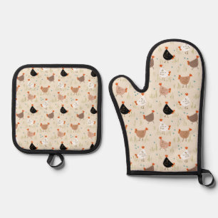 Chicken Country Style Chicken lovers Oven Mitt & Pot Holder Set