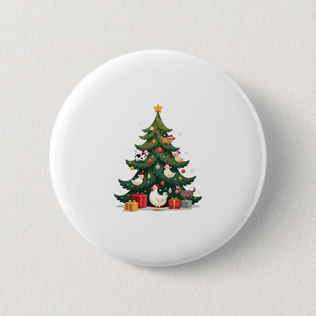 Chicken Cow Goat Horse Farm Animal Farmer Christma 2 Inch Round Button (Front)