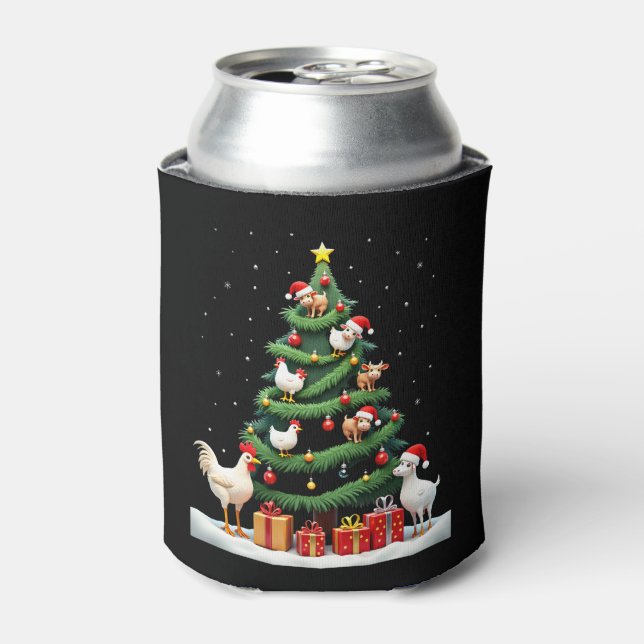 Chicken Cow Goat Horse Farm Animal Farmer Christma Can Cooler (Can Front)