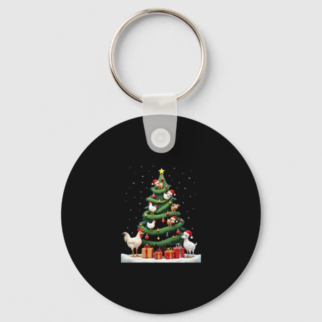 Chicken Cow Goat Horse Farm Animal Farmer Christma Keychain (Front)
