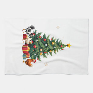 Chicken Cow Goat Horse Farm Animal Farmer Christma Kitchen Towel
