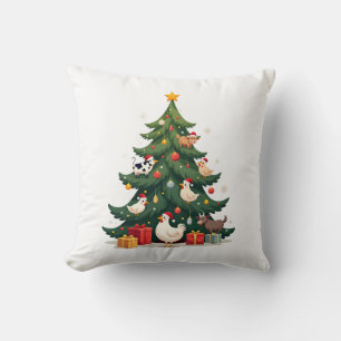 Chicken Cow Goat Horse Farm Animal Farmer Christma Throw Pillow