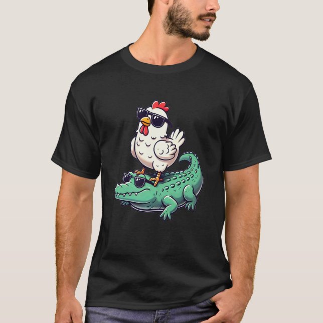 Chicken Crocodile Sunglasses T-Shirt (Front)