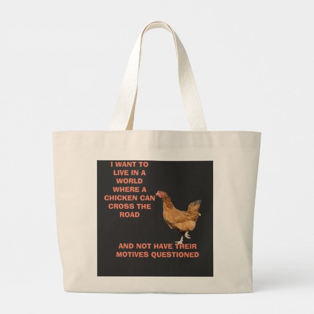 CHICKEN CROSSING  LARGE TOTE BAG (Back)