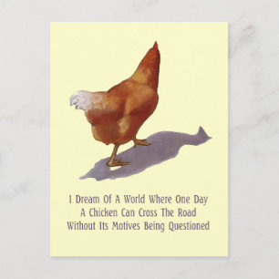Chicken Crossing Road: Funny: Artwork Postcard