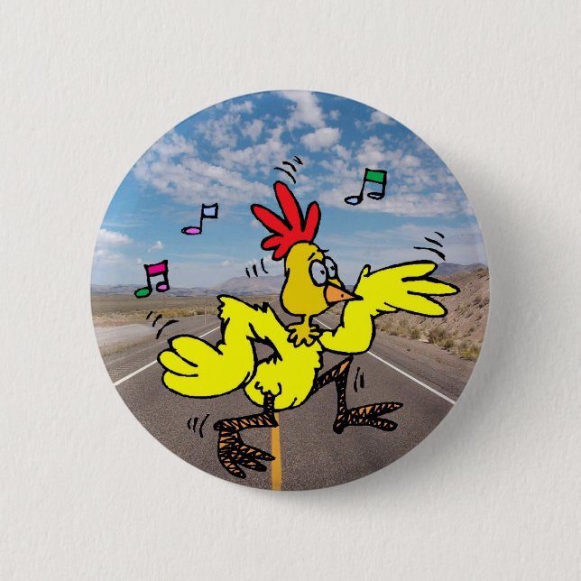 Chicken Crossing The Road 2 Inch Round Button (Front)