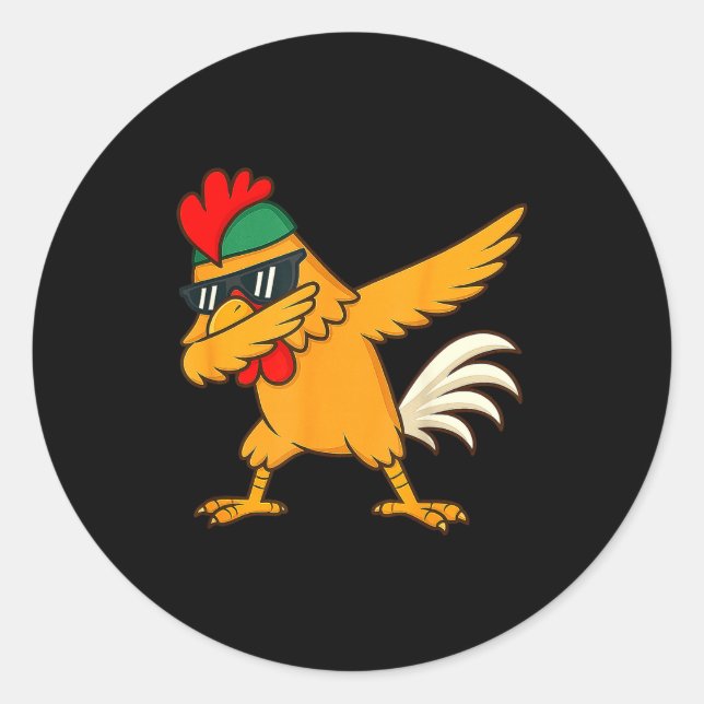 Chicken Dab Meme Animal Dance Funny For Men Women  Classic Round Sticker (Front)