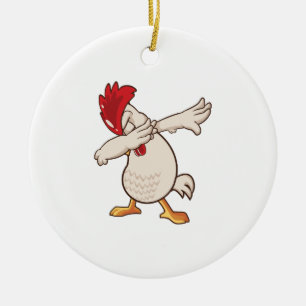 Chicken Dabbing Farmer Dab Dance Ceramic Ornament