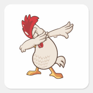 Chicken Dabbing Farmer Dab Dance Square Sticker