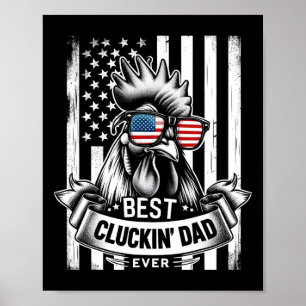 Chicken Dad Rooster Daddy Farmer Funny Fathers Day Poster