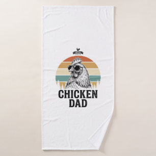 Chicken Dad Vintage Sunset Funny Chicken Lover Shi Bath Towel