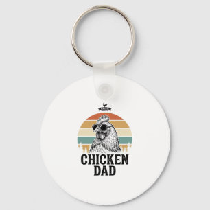 Chicken Dad Vintage Sunset Funny Chicken Lover Shi Keychain