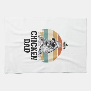 Chicken Dad Vintage Sunset Funny Chicken Lover Shi Kitchen Towel