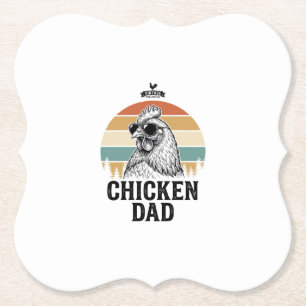 Chicken Dad Vintage Sunset Funny Chicken Lover Shi Paper Coaster