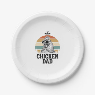 Chicken Dad Vintage Sunset Funny Chicken Lover Shi Paper Plate