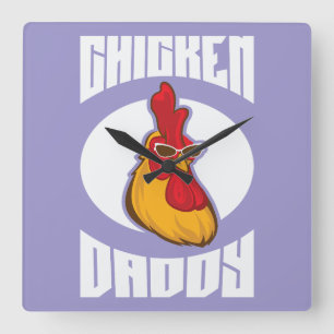 Chicken Daddy Farmed Poultry Square Wall Clock