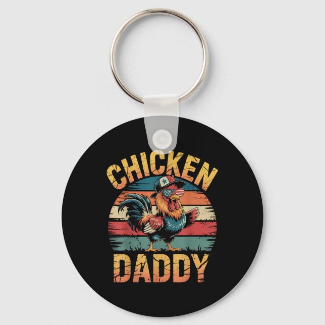 Chicken Daddy Funny Farmer For Men  Keychain (Front)
