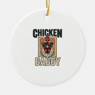 Chicken Daddy Funny Rooster Vintage Vector Shirt_1 Ceramic Ornament