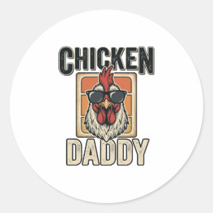 Chicken Daddy Funny Rooster Vintage Vector Shirt_1 Classic Round Sticker
