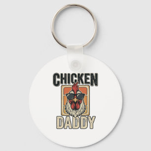 Chicken Daddy Funny Rooster Vintage Vector Shirt_1 Keychain