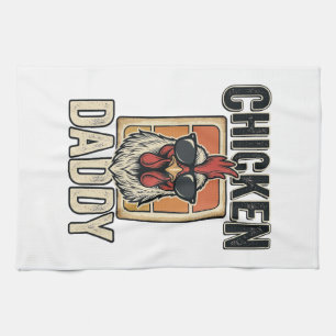 Chicken Daddy Funny Rooster Vintage Vector Shirt_1 Kitchen Towel