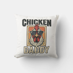 Chicken Daddy Funny Rooster Vintage Vector Shirt_1 Throw Pillow