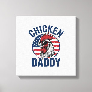 Chicken Daddy Rooster Vintage Patriotic Shirt Desi Canvas Print