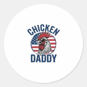 Chicken Daddy Rooster Vintage Patriotic Shirt Desi Classic Round Sticker