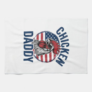 Chicken Daddy Rooster Vintage Patriotic Shirt Desi Kitchen Towel