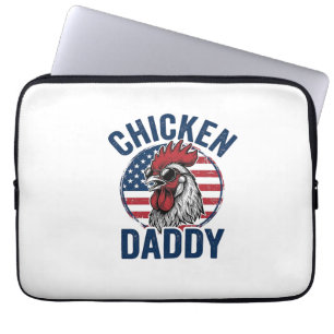 Chicken Daddy Rooster Vintage Patriotic Shirt Desi Laptop Sleeve