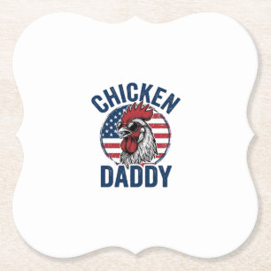 Chicken Daddy Rooster Vintage Patriotic Shirt Desi Paper Coaster