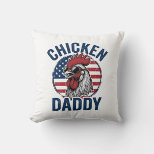 Chicken Daddy Rooster Vintage Patriotic Shirt Desi Throw Pillow
