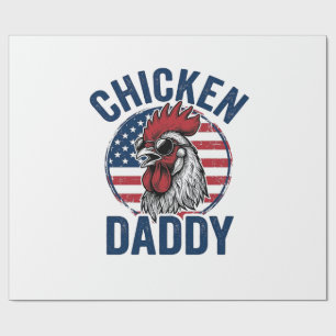 Chicken Daddy Rooster Vintage Patriotic Shirt Desi Wrapping Paper