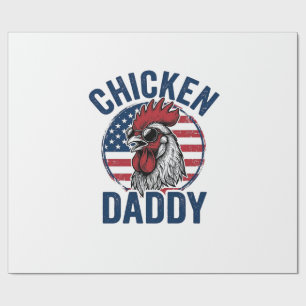 Chicken Daddy Rooster Vintage Patriotic Shirt Desi Wrapping Paper