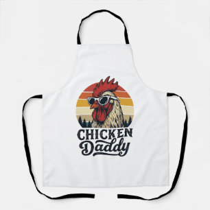 Chicken Daddy Rooster Vintage Sunset Vector Design Apron
