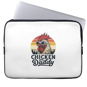 Chicken Daddy Rooster Vintage Sunset Vector Design Laptop Sleeve