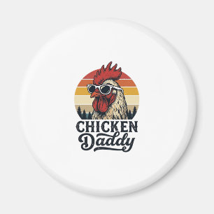 Chicken Daddy Rooster Vintage Sunset Vector Design Magnet