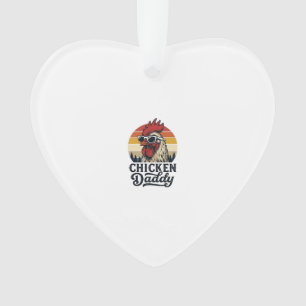 Chicken Daddy Rooster Vintage Sunset Vector Design Ornament