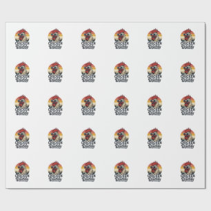 Chicken Daddy Rooster Vintage Sunset Vector Design Wrapping Paper