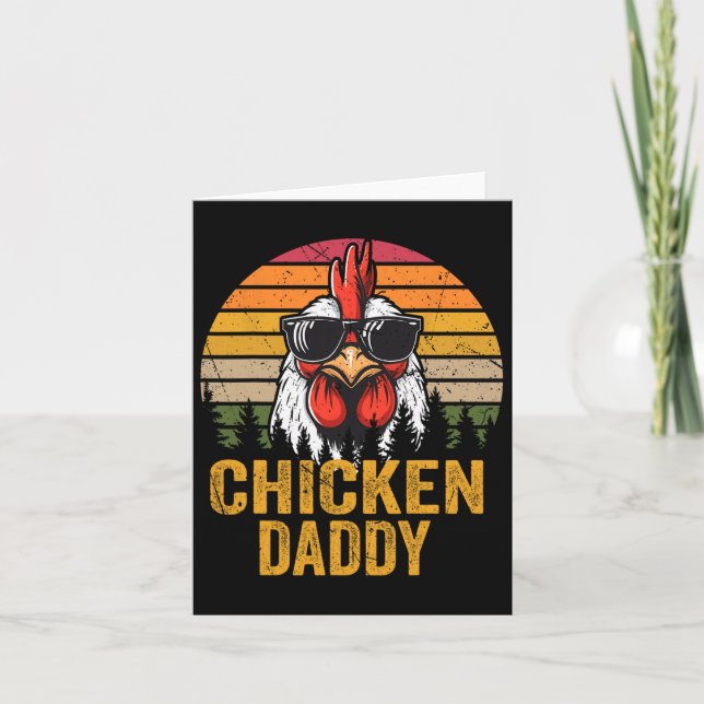 Chicken Daddy Vintage Funny Farmer Chickens Father Card (Front)