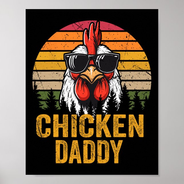 Chicken Daddy Vintage Funny Farmer Chickens Father Poster (Front)