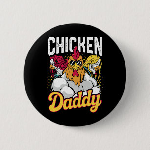 Chicken Daddy Vintage Poultry Farmer Funny Fathers 2 Inch Round Button